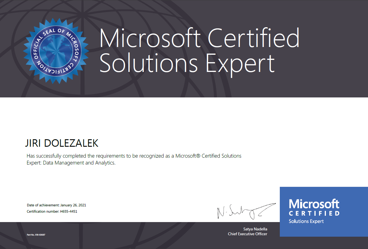 Microsoft CERTIFIED Solution Expert Data Management and Analysis